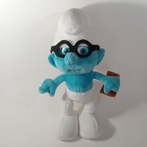 10" NWT Brainy Smurf Glasses Book Plush Toy Stuffed Doll Soft